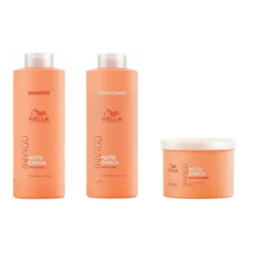 Wella INVIGO Nutri-Enrich Deep Nourishing Shampoo 1000ml, Conditioner 1000ml and Mask 500ml