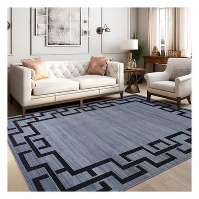 (200 x cm (6 ft in x ft 5in), Nico Grey Greeky) Extra Large Area Rugs Printed Geometric Traditio