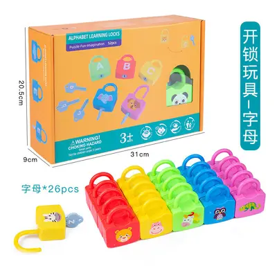 (letter type) Kids Locks Learning With Keys Number Alphabet Matching Early Education Toys