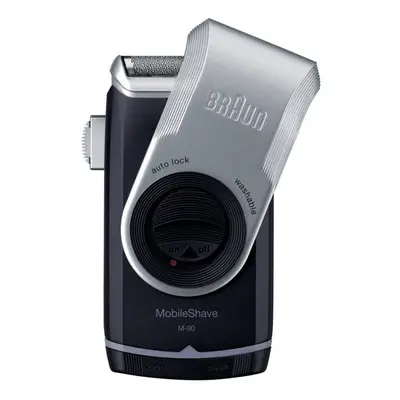 Braun MobileShave M-90 Men's Portable Electric Foil Shaver Travel Battery Razor,Black, Silver