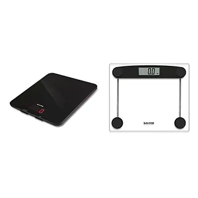 1150 BKDR Digital Kitchen Scales, Stylish Glass Design, Black & BK3R Compact Glass Electronic Sc