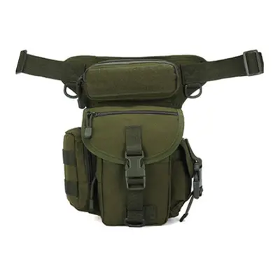 (vojensk zelen) Canvas Waterproof Tactical Bag Waist Pack Leg Bag Camping Hiking Hunting Belt Ba