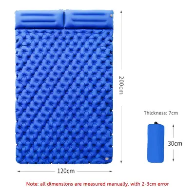 (Royal Blue) Waterproof Sleep Inflatable Mattress Outdoor Double Air Cushion Storage Bag Camping