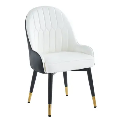 (White & Black ) Set of Modern Leather Dining Chairs PU Leather Home Dining Chairs