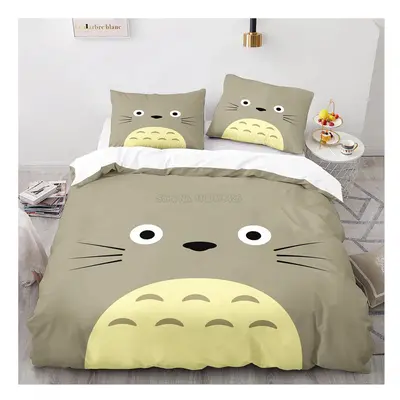 (#P, Single) Japanese Anime Totoro Duvet Cover Sets Kawaii Quilt Cover Pillowca