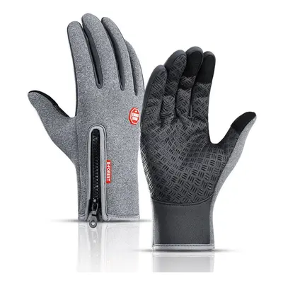 (Grey, M) Winter Thermal Touchscreen Gloves Cycling Bicycle Bike Ski Outdoor Camping Hiking Moto