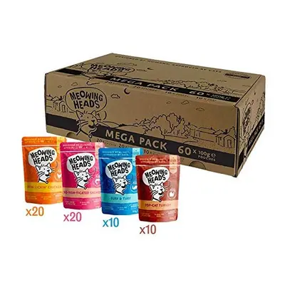 Meowing Heads Adult Cat Food Wet Pouches Variety Pack Natural with No Artificial Flavours Plus A