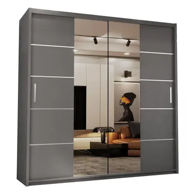 (Grey, 180) Dubna Double Mirror Sliding Door Wardrobe