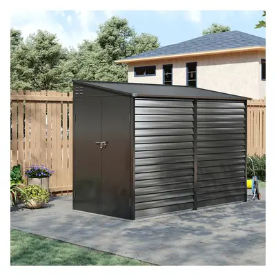 Charcoal Black Steel Outdoor Tool Storage Shed