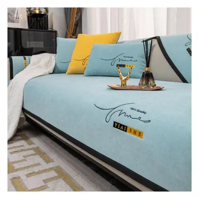 (light blue, 110*210cm) Sofa Cover Universal Slipcovers Chenille Couch Cover Cushion Modern Sofa