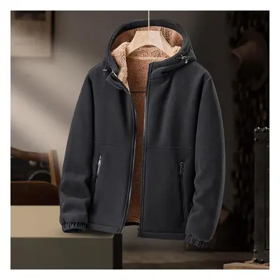 (black, XXXL) Fleece Jacket For Men, Autumn And Winter Cotton Jacket, Cardigan With Thick Wool A