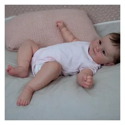 (as the picture, 50CM) 50cm Reborn Baby Toddler Girl Very Soft Cloth Doll Stuffed Toy Lifelike R