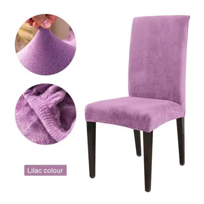 (purple, 6PCS) Nordic Style Flannel Elastic Anti -dirty Chair Cover Spandex For Hotel Home Party