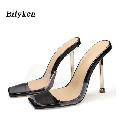 (black, 35) Eilyken Summer Slippers Women Outdoor Clear Pvc Transparent Jelly Sandals Fashion Op