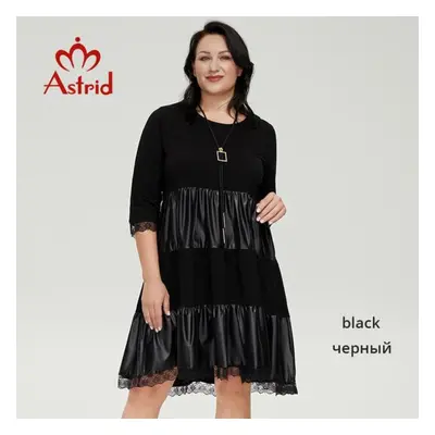 (black, 56) Astrid Women&apos;s Dresses For Women New Pu Leather Dress Long Sleeves Oversize Sti