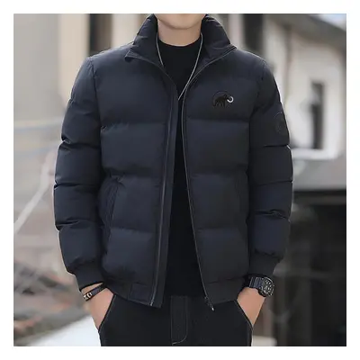 (black, M) Men&apos;s Standing Collar Jacket, Cotton Coat, Casual Streetwear, Korean Fashion, Au