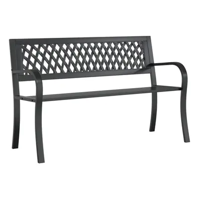 vidaXL Garden Bench Patio Park Bench Decorative Outdoor Bench Seat Black Steel