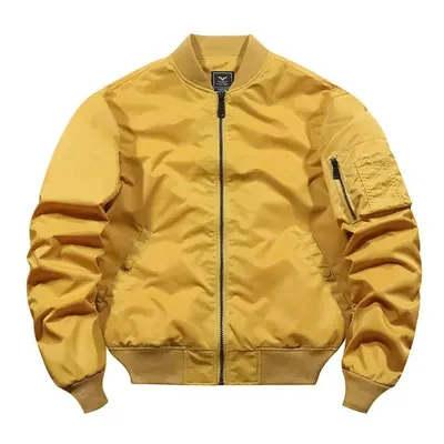 (yellow, 5XL) New Fashion Tough Guy Jacket Thin Bomber Jacket Men