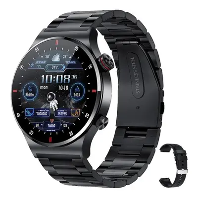 (black, steel belt) New Bluetooth Call Smart Watch Men Sports Fitness Tracker Waterproof Smartwa