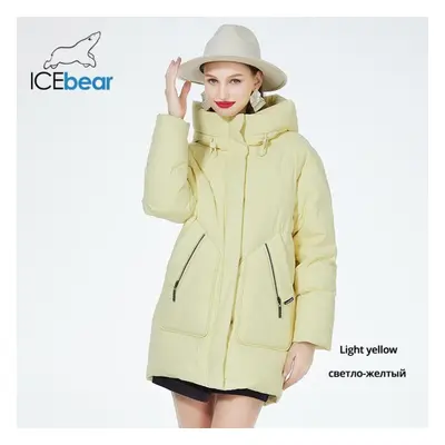 (yellow, 50) Icebear New Women&apos;s Winter Puffer Jacket Mid-length Casual Hooded Windproof Co