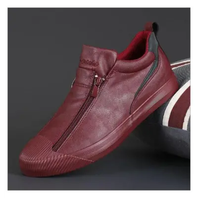 (red, 44) New Shoes Men&apos;s Shoes Fashion Shoes Autumn Double Zipper Casual Shoes Men&apos;s 