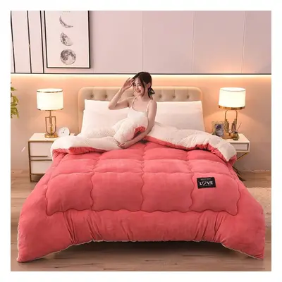 (pink, 180*220cm8 catties) "ultra-plush Winter Quilt - Live Broadcast Of Warm Lambskin Velvet Qu