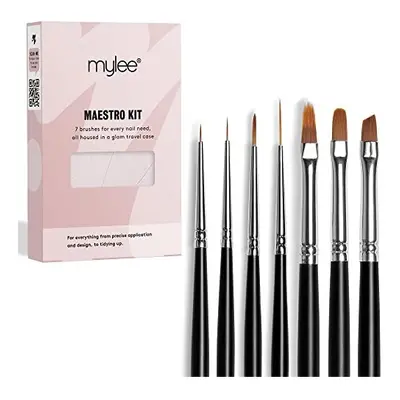 Maestro Nail Brush Kit, 7x Brushes Design for Gel Nail Art & Polish Application, Oval, Angled, O