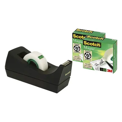 Scotch Weighted Refillable Tape Dispenser C38 in Black with Rolls of Scotch Magic Invisible Tape