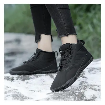 (black, 44) Winter Warm Running Barefoot Shoes Women Men Rubber High Ankle Boots Waterproof Non-