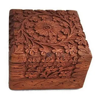 Handmade Wooden Jewellery Box For Women Jewel Organizer Hand Carved With Intricate Full Kashmiri