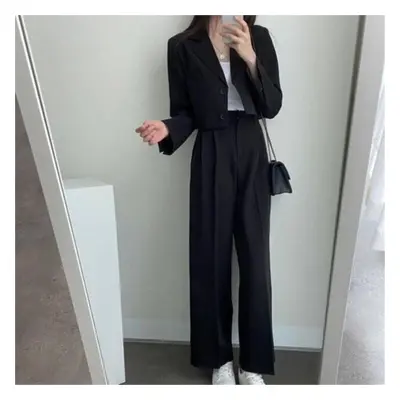 (black, L) Suit Coat Women Spring Autumn New Korean Black Casual Small Suit Women Pieces Suit