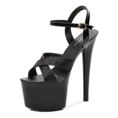 (black, 43) Women&apos;s Wedding Stiletto Sandals Summer Super Heels Stiletto Waterproof Sandals