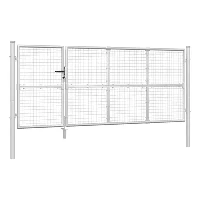 (silver, x cm) vidaXL Garden Gate Lawn Fence Door Mesh Patio Outdoor Gate Galvanised Steel