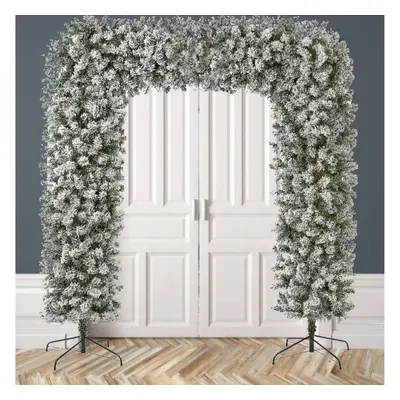 Flocked Christmas Tree Door Arch 2.4M Flat Top Frosted Effect