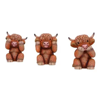 Nemesis Now Ornaments Three Wise Highland Cows Hear, Speak, See No