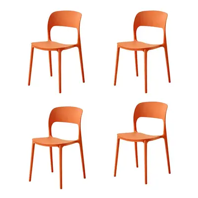 (4x Orange Stacking Chairs) Modern Style Retro Dining Garden Stackable Chairs