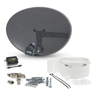 (20 Meter Single White ) Satellite Dish Kit for SKY/Freesat/Astra/Polsat/Hotbird/Full HD, Latest