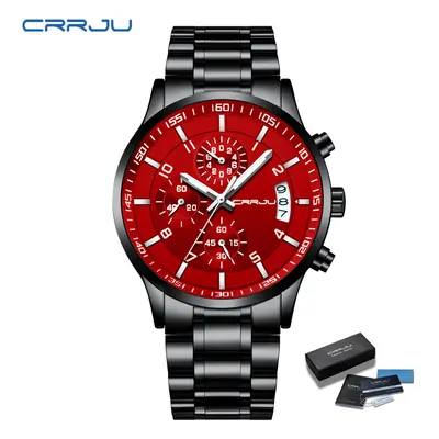 Men Quartz Wristwatches Sporty Chronograph Watches with Stainless Steel Luminous Hands Male Cloc