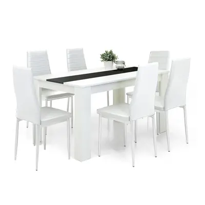 (140cm White Table & White Chairs) Wooden Dining table And Dining Room Chairs Set