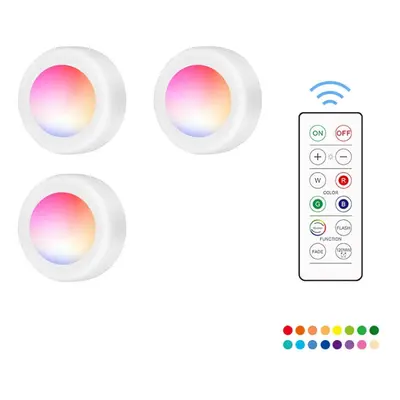 3Pcs RGB Color LED Press Night Atmosphere Pat Light Timing Wireless Remote Control Touch AAA Bat