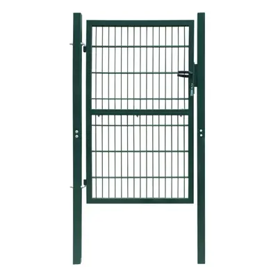 vidaXL 2D Metal Garden Fence Gate Yard Wire Mesh Single Door Green with Lock