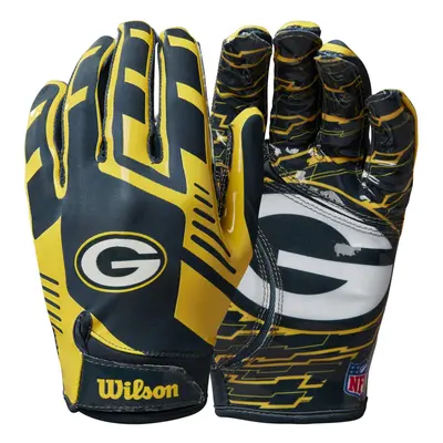 Wilson NFL Stretch Fit Football Gloves - Adult Green Bay Packers