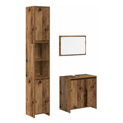 vidaXL Piece Bathroom Furniture Set Old Wood Engineered Wood