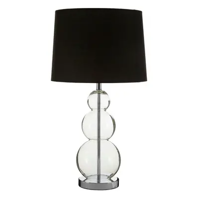 Premier Housewares Glass Ball / Metal Lamp Black Fabric Shade Desk Lamp For Office / Study Chic 