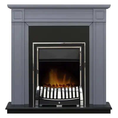 Adam Georgian Fireplace in Grey with Chrome Elan Electric Fire, Inch