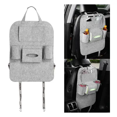 (Light Grey) Auto Car Seat Back Hanging Multi-Pocket Storage Bag Organizer Holder Car Storage Bo