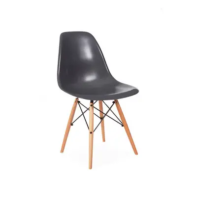 (Black) DS Modern Design Retro Plastic Chair With Wooden Leg