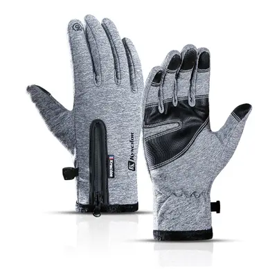 (Grey, XL) Winter Thermal Fleece Touchscreen Gloves Soft Fleece Cold Weather Fits For Cycling Hi