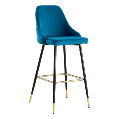 (Teal) x Velvet Padded Breakfast Bar Kitchen Island Breakfast Pub Stools Chair With Metal Legs I