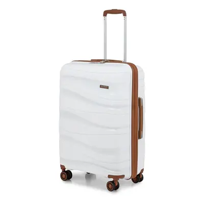 (Cream, inch) One Or Four Pieces Lightweight PP Hard Shell Suitcase With TSA Lock